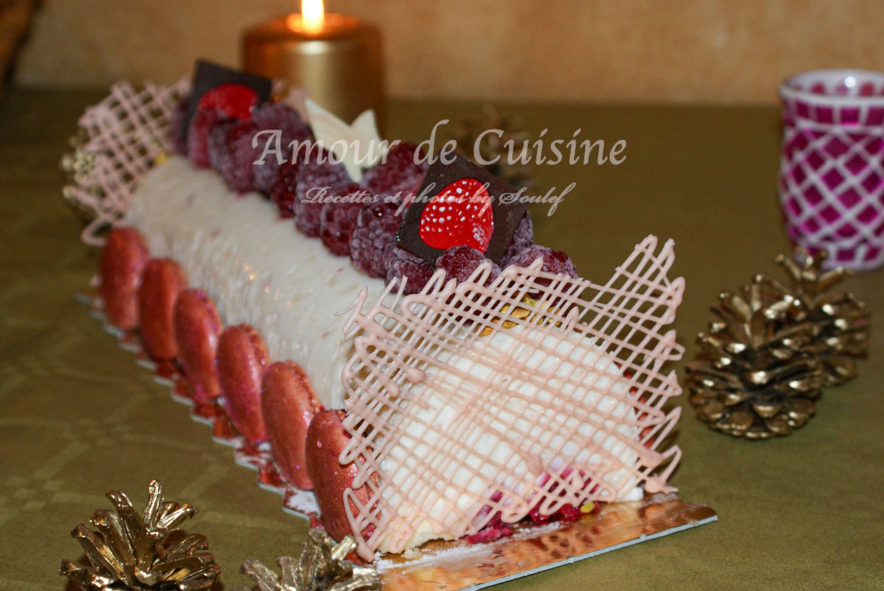 Recette buche aux litchis et framboises