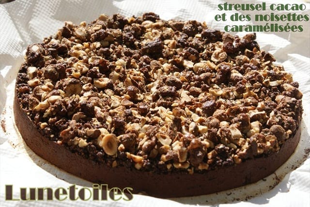 gateau au chocolat streusel aux noisettes caramélisées