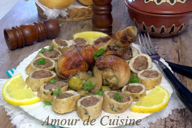 Tajine De Roulé De Poulet à La Viande Aux Champignons