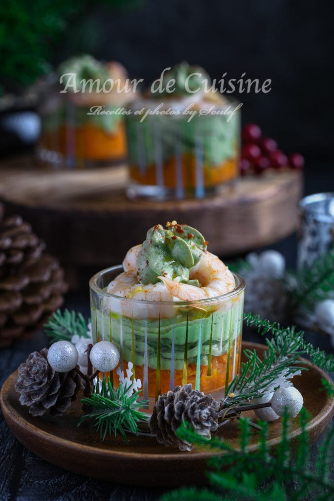 Verrine avocat crevette carotte