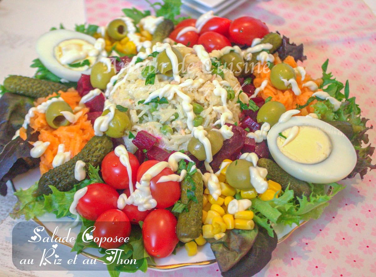 salade composée de riz à l'algerienne à la mayonnaise