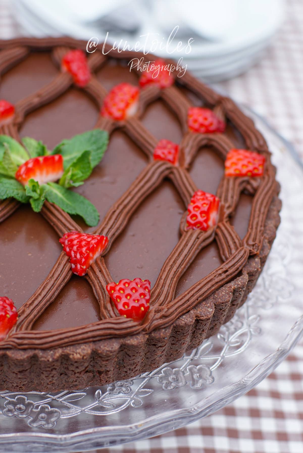 tarte au chocolat et fraises