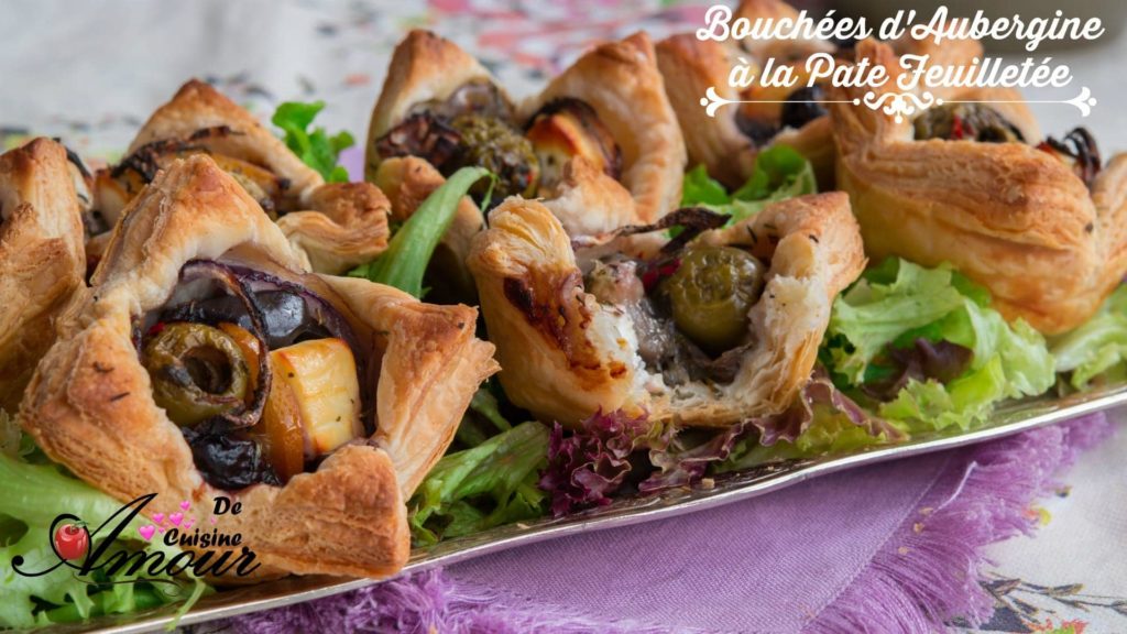 bouchées d'aubergines à la pate feuilletée