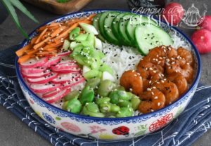 poke bowl aux crevettes marinées