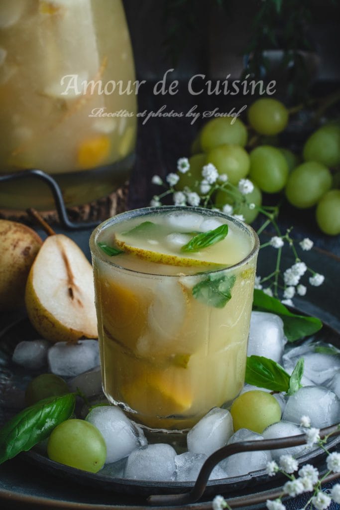 Mocktail sangria blanche aux poires