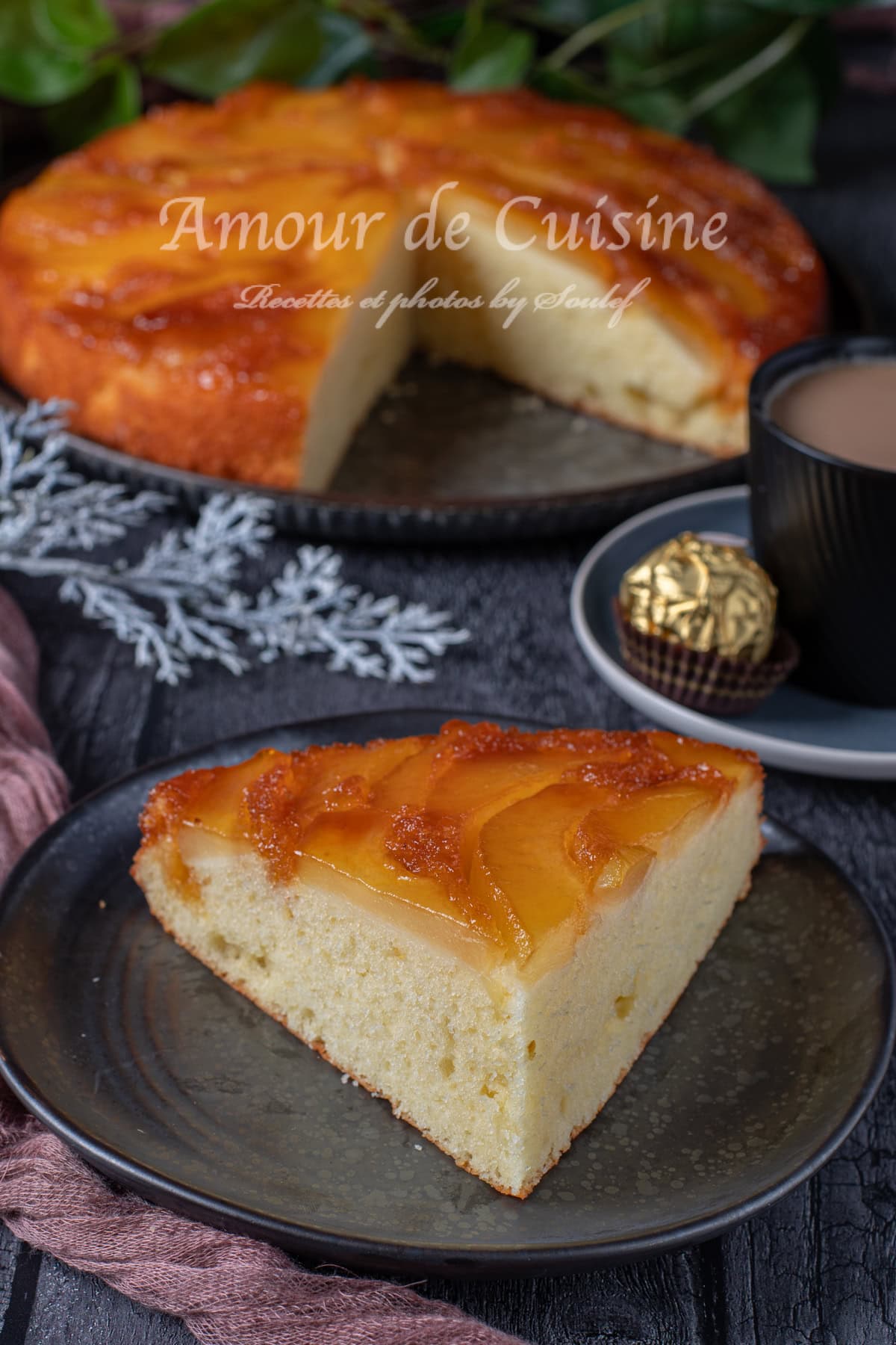 gateau moelleux aux poires et caramel