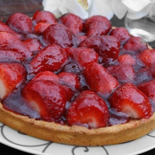 tarte aux fraises à la creme d'amandes