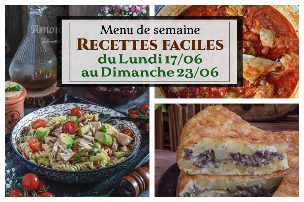 Menu de semaine du mois de juin