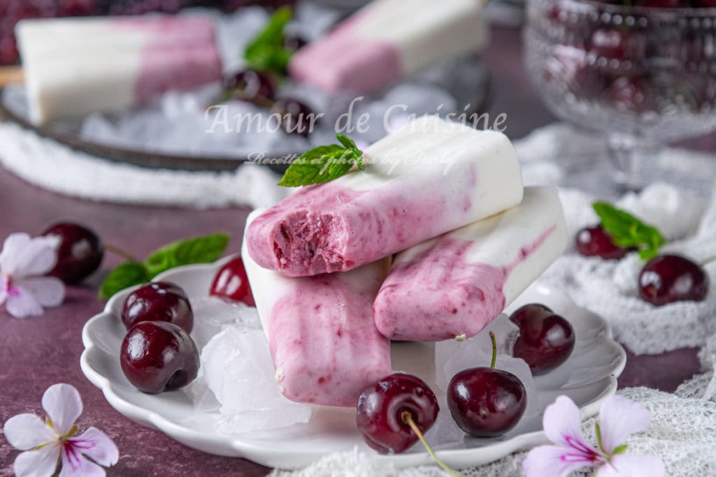 Recette esquimaux cerises, yaourt et lait de coco