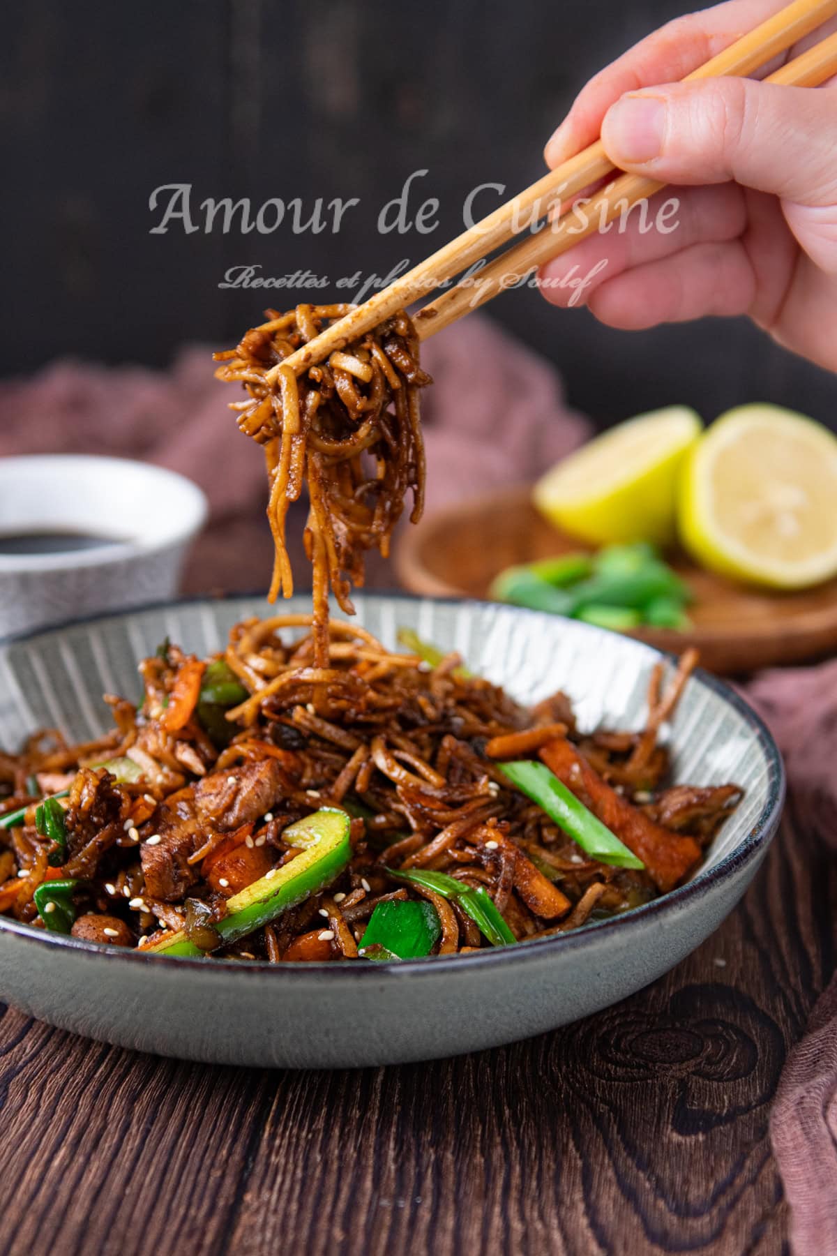 Recette de nouilles chinoises sautées au poulet