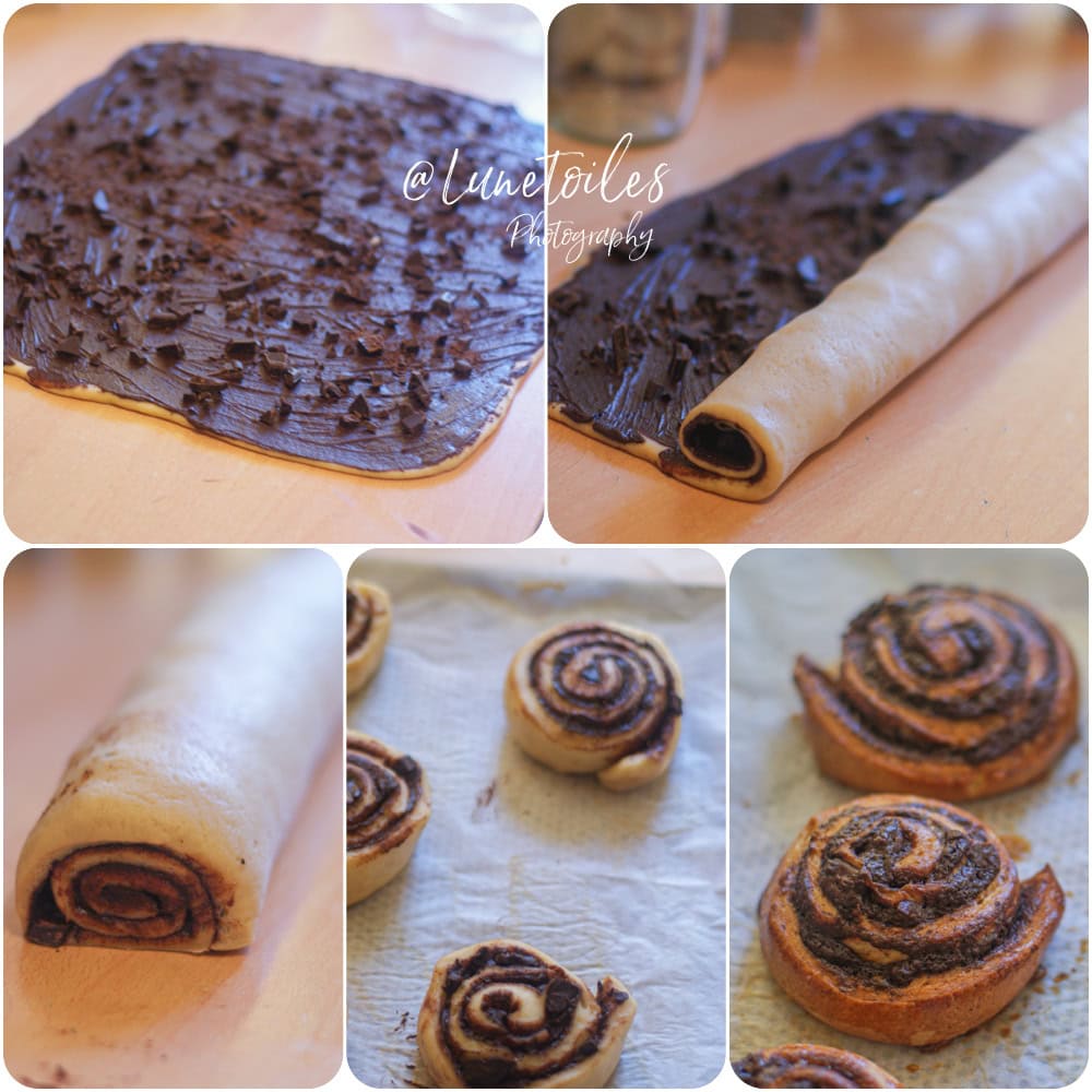 Préparation des rolls au chocolat