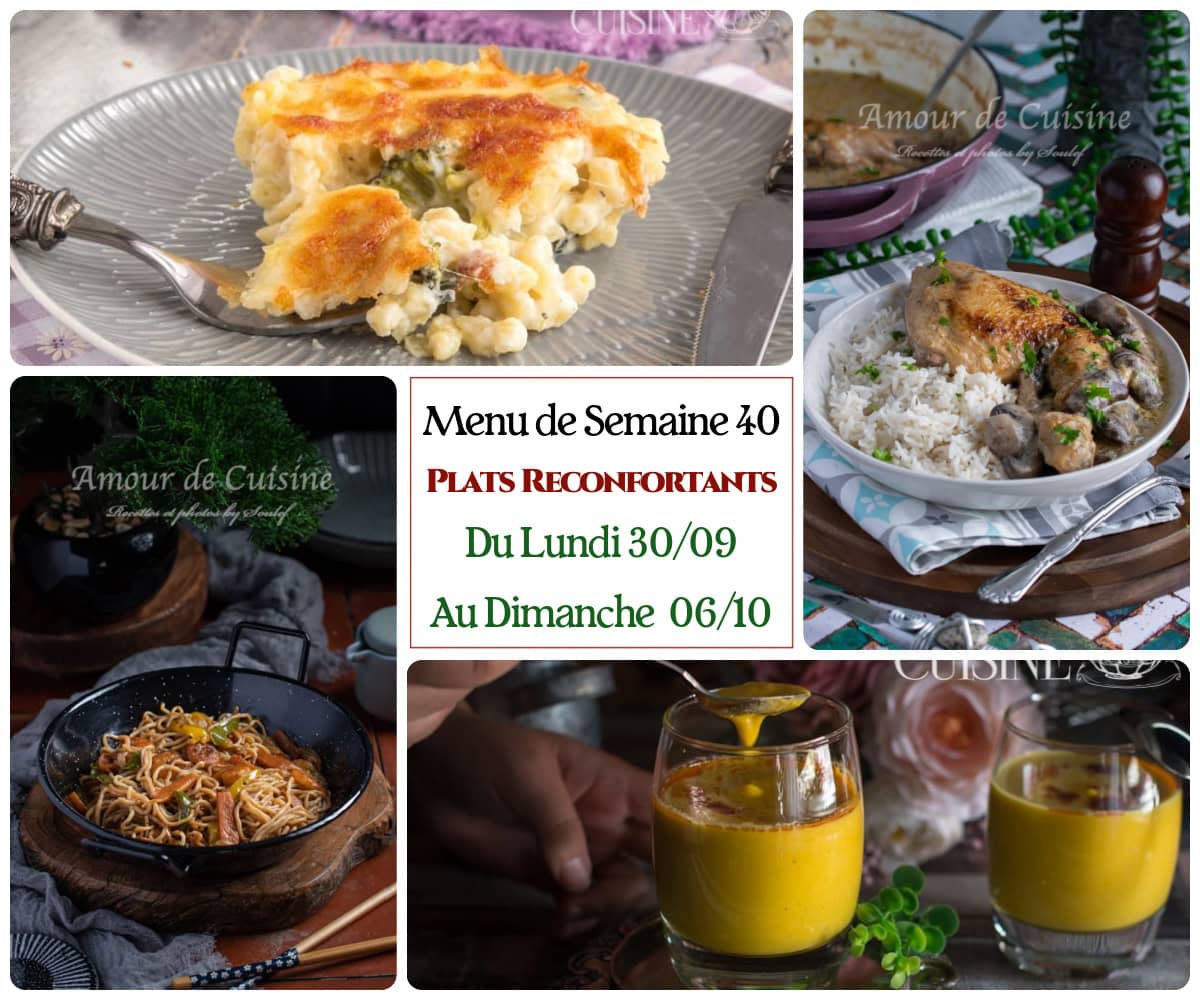 Planning de repas de semaine 40, du 30/09 au 06/10