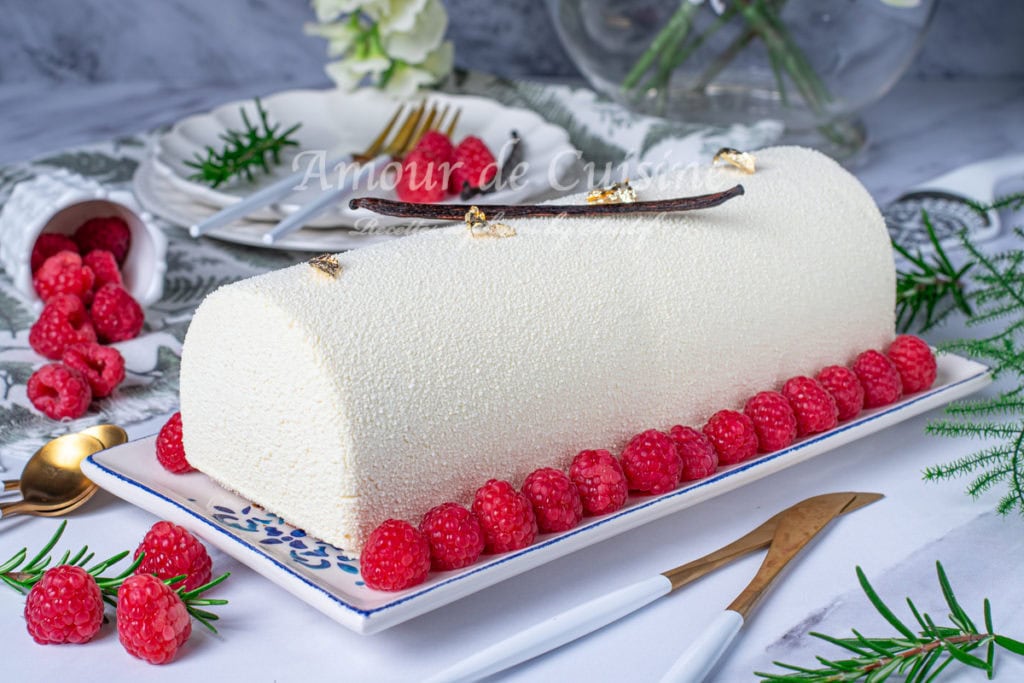 Recette buche à la vanille, insert framboise