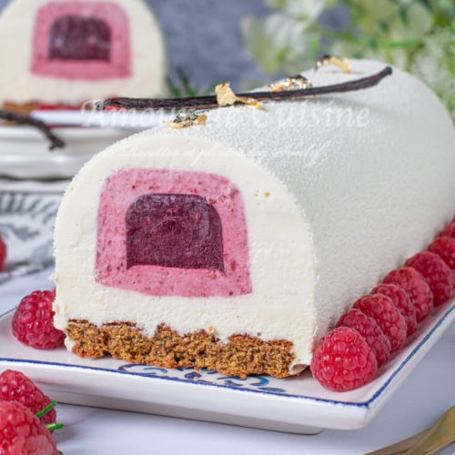 buche entremets vanille framboise