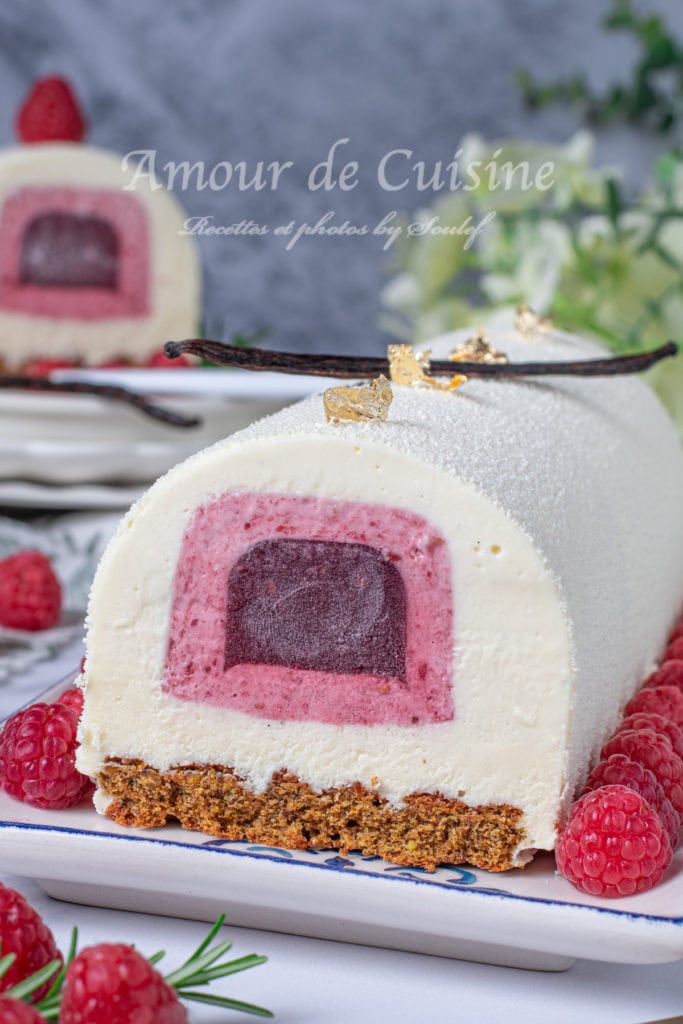 Recette buche framboises chocolat blanc vanille