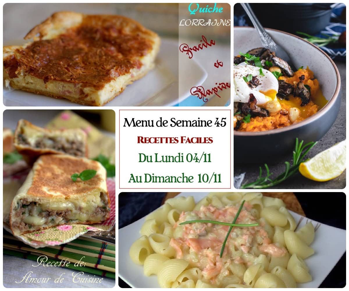 Menu de la semaine 45 du 04 au 10/ 11