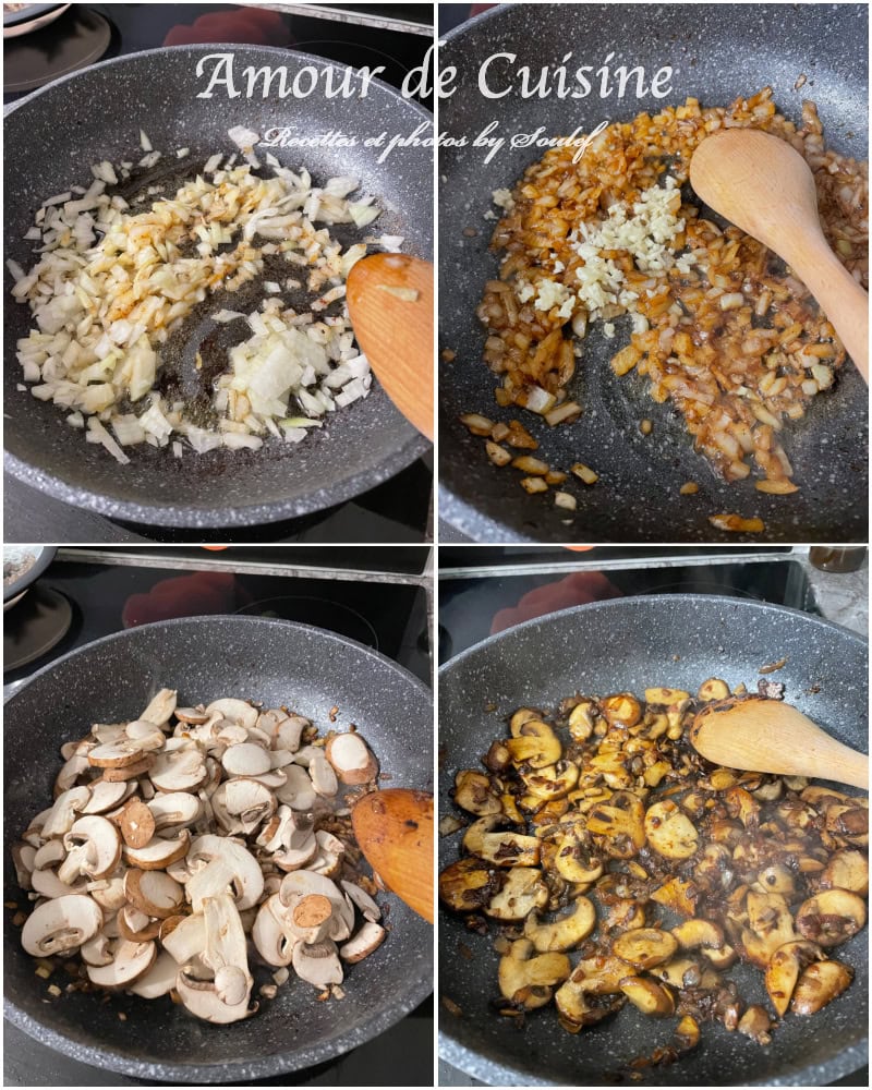 Saisir l'oignon et les champignons