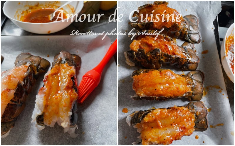 Assaisonnement des queues de homard