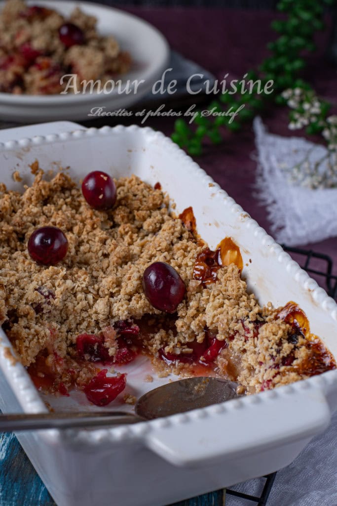 crumble pommes canneberges et avoines