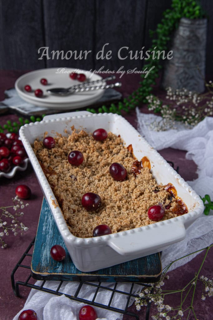 recette de crumble pomme canneberge et avoine