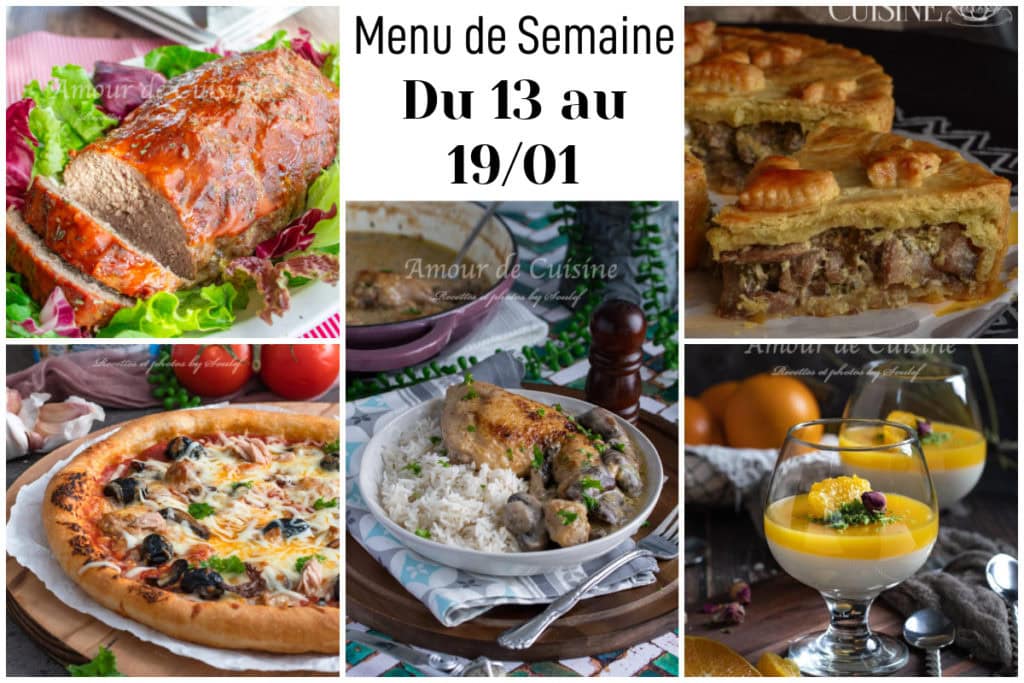 Menu de la semaine 13 au 19/01