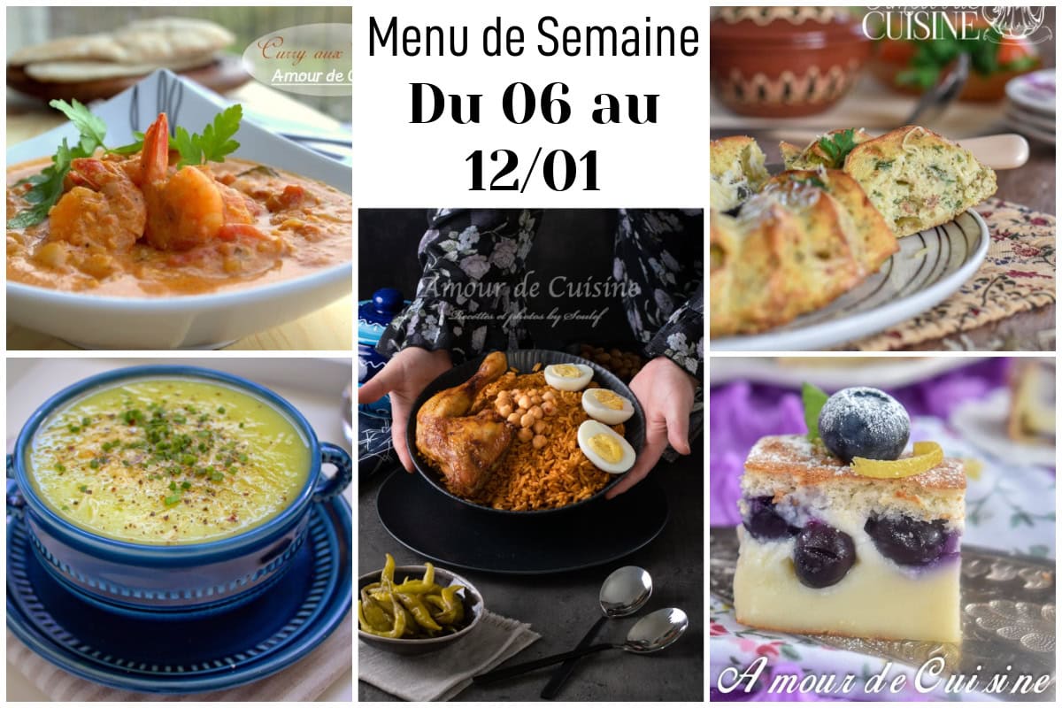 menu de semaine du 06 au 12 janvier