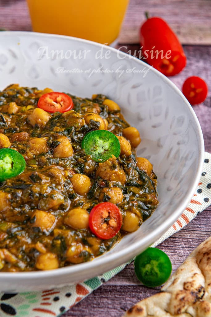 Recette curry indien aux pois chiches et epinards